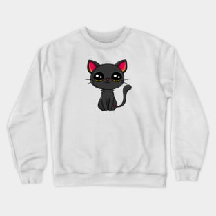 Back Cat chibi with big eyes Crewneck Sweatshirt